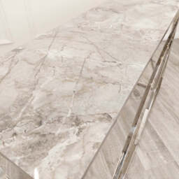 Stella Chrome Console Table with Stomach Ash Grey Sintered Stone Top – Contemporary Luxury Console - thumbnail 2