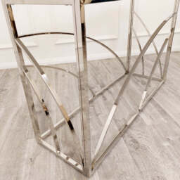 Stella Chrome Console Table with Stomach Ash Grey Sintered Stone Top – Contemporary Luxury Console - thumbnail 3