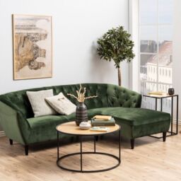 Seaford Black Metal Round Coffee Table with Oak Top - thumbnail 2