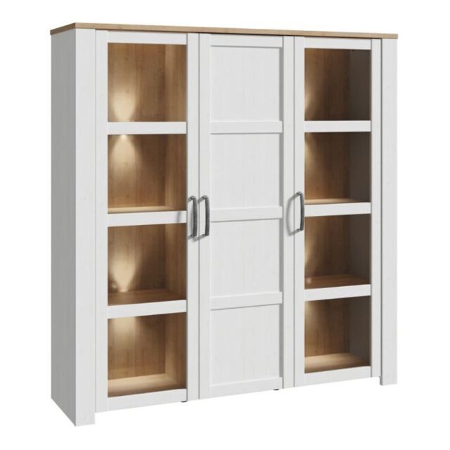 Bohol Large Display Cabinet inc. 4x LED Lights in White/Riviera Oak - image 1