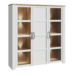 Bohol Large Display Cabinet inc. 4x LED Lights in White/Riviera Oak - thumbnail 1