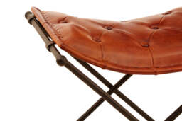 Solace Tan Leather & Iron Folding Stool - thumbnail 4
