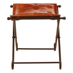 Solace Tan Leather & Iron Folding Stool - thumbnail 5