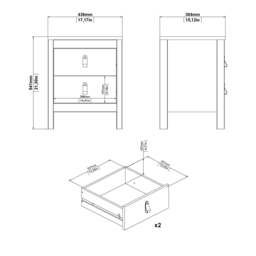 Madrid Package - Bedside Table 2 Drawers + Chest 3+2 Drawers + Wardrobe with 2 Doors in Matt Black - thumbnail 5