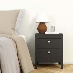 Madrid Package - Bedside Table 2 Drawers + Chest 3+2 Drawers + Wardrobe with 2 Doors in Matt Black - thumbnail 4