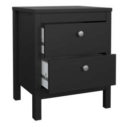 Madrid Package - Bedside Table 2 Drawers + Chest 3+2 Drawers + Wardrobe with 2 Doors in Matt Black - thumbnail 3