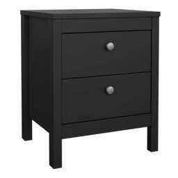 Madrid Package - Bedside Table 2 Drawers + Chest 3+2 Drawers + Wardrobe with 2 Doors in Matt Black - thumbnail 2