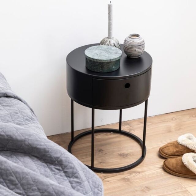 Polo Round Bedside Table in Black - image 1