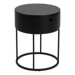 Polo Round Bedside Table in Black - thumbnail 2