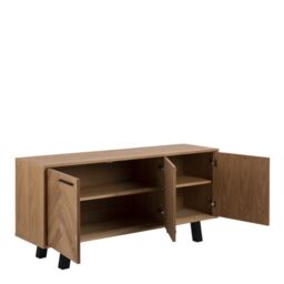 Brighton 3 Door Sideboard in Oak with Herringbone Effect - thumbnail 3