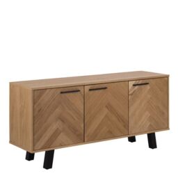 Brighton 3 Door Sideboard in Oak with Herringbone Effect - thumbnail 1
