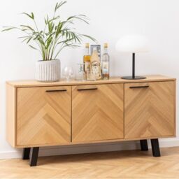 Brighton 3 Door Sideboard in Oak with Herringbone Effect - thumbnail 2