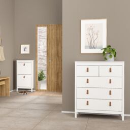 Barcelona 3 Piece Bedroom Furniture Package – 2 Drawer Bedside, 5 Drawer Chest & 2 Door Wardrobe in White - thumbnail 6