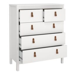 Barcelona 3 Piece Bedroom Furniture Package – 2 Drawer Bedside, 5 Drawer Chest & 2 Door Wardrobe in White - thumbnail 5