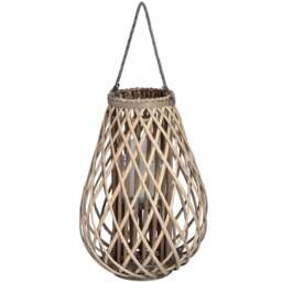 Large Wicker Bulbous Lantern for Home & Garden - thumbnail 1