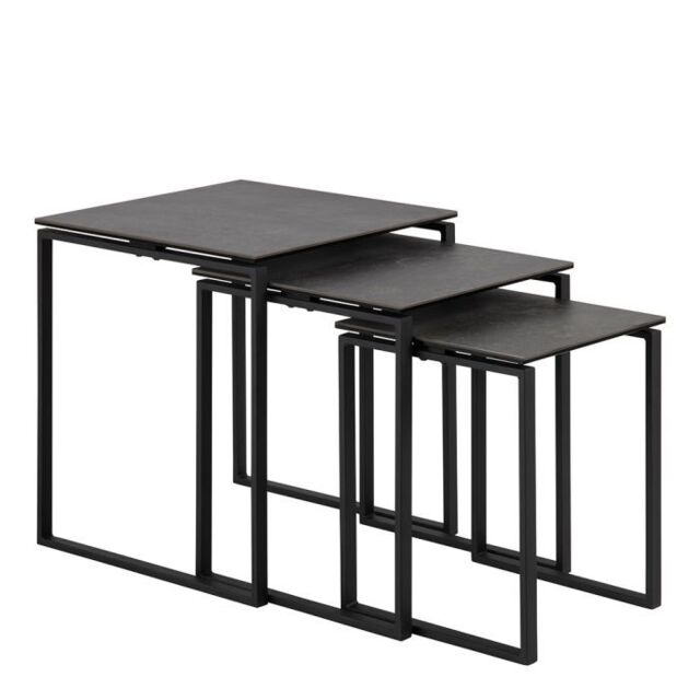 Katrine Ceramic Nest of Tables in Black Set of 3 - image 1