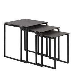 Katrine Ceramic Nest of Tables in Black Set of 3 - thumbnail 1