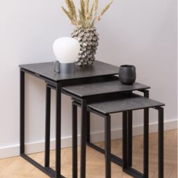 Katrine Ceramic Nest of Tables in Black Set of 3 - thumbnail 3