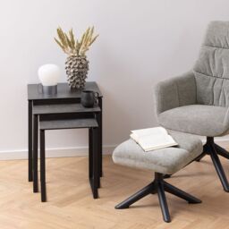Katrine Ceramic Nest of Tables in Black Set of 3 - thumbnail 2