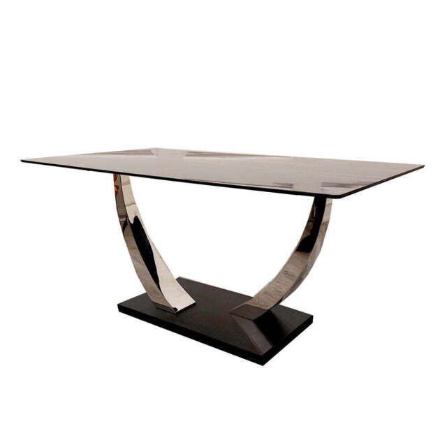Venus 1.6m Chrome Dining Table with Black Sintered Stone Top – Modern Luxury Design - image 1