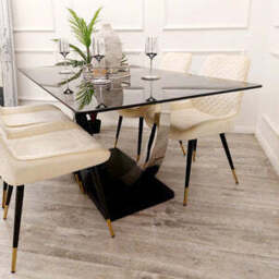 Venus 1.6m Chrome Dining Table with Black Sintered Stone Top – Modern Luxury Design - thumbnail 3