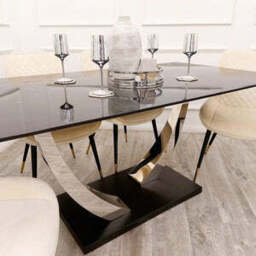Venus 1.6m Chrome Dining Table with Black Sintered Stone Top – Modern Luxury Design - thumbnail 2