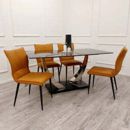 Venus 1.6m Chrome Dining Table with Black Sintered Stone Top – Modern Luxury Design - thumbnail 5