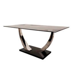 Venus 1.6m Chrome Dining Table with Black Sintered Stone Top – Modern Luxury Design - thumbnail 1