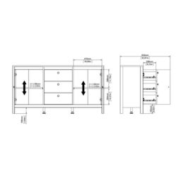 Barcelona Sideboard  Hickory Oak with 2 Doors & 3 Drawers - thumbnail 5