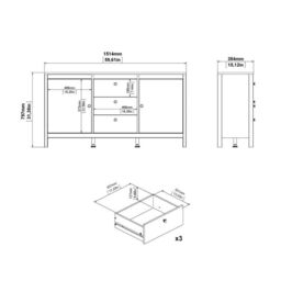 Madrid Sideboard  Matte Black with 2 Doors & 3 Drawers - thumbnail 5