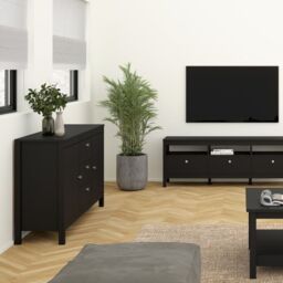 Madrid Sideboard  Matte Black with 2 Doors & 3 Drawers - thumbnail 4