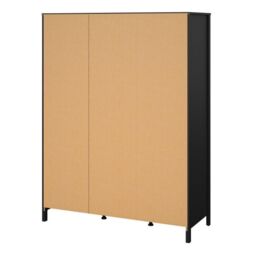 Barcelona Wardrobe – 2 Door with Mirror & 2 Drawers in Matt Black Finish - thumbnail 3