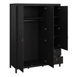 Barcelona Wardrobe – 2 Door with Mirror & 2 Drawers in Matt Black Finish - thumbnail 4