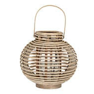 Large Round Willow Lantern with Glass Candle Holder - image 1