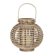 Large Round Willow Lantern with Glass Candle Holder - thumbnail 2