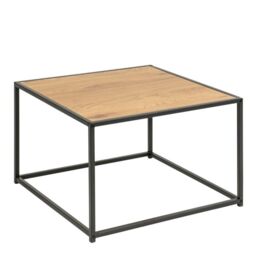 Seaford Black Metal Coffee Table with Oak Top - thumbnail 4