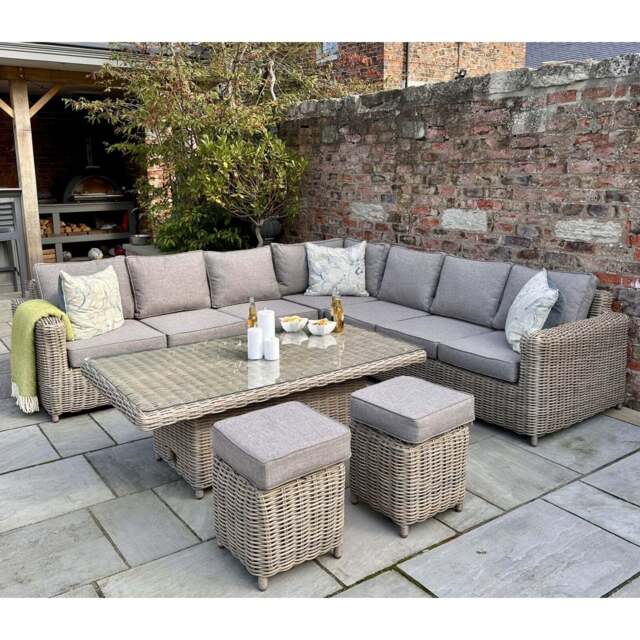 Amalfi Outdoor Large Corner Set With Riser Table + 2 Stools - image 1