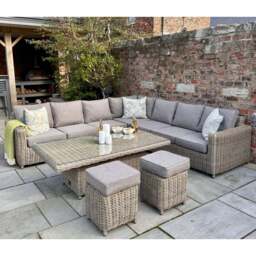 Amalfi Outdoor Large Corner Set With Riser Table + 2 Stools - thumbnail 1