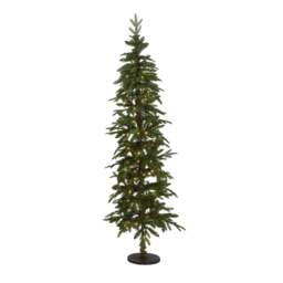 Slim Woodland Fir Pre-Lit Christmas Tree – 200 LED Lights - thumbnail 2