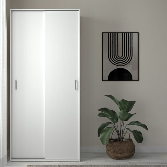 Space Wardrobe with 2 Sliding Doors in White - image 1