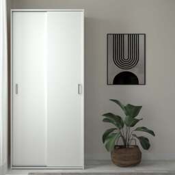 Space Wardrobe with 2 Sliding Doors in White - thumbnail 6