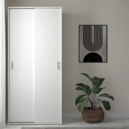 Space Wardrobe with 2 Sliding Doors in White - thumbnail 1