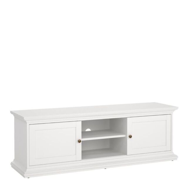 Paris TV Unit with 2 Framed Doors in White Finish - image 1