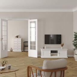 Paris TV Unit with 2 Framed Doors in White Finish - thumbnail 3