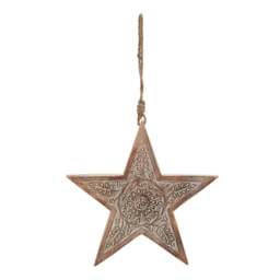 Natural Wooden Large Patterned Hanging Star - thumbnail 2