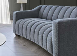 3 Seater Sofa in Iron Bouclé Fabric – Aluxo Astoria Modern Design - thumbnail 2