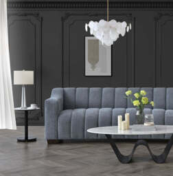 3 Seater Sofa in Iron Bouclé Fabric – Aluxo Astoria Modern Design