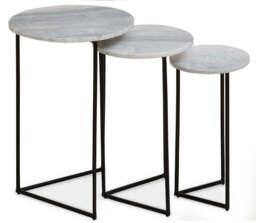 Kingsley White Marble Nest of 3 Side Tables - thumbnail 1