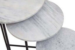 Kingsley White Marble Nest of 3 Side Tables - thumbnail 3