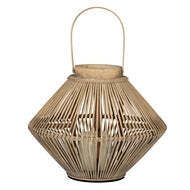 Cone Wicker Lantern with Glass Candle Holder - thumbnail 2
